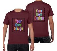 HWFOI T-Shirt Personnalisable T-Shirts personnalisés pour Hommes/Femmes concevez Votre Propre Chemise Ajouter du Texte/Image/Logo T-Shirt en Coton personnalisé Photo imprimée Avant/arrière