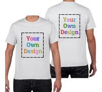 HWFOI T-Shirt Personnalisable T-Shirts personnalisés pour Hommes/Femmes concevez Votre Propre Chemise Ajouter du Texte/Image/Logo T-Shirt en Coton personnalisé Photo imprimée Avant/arrière