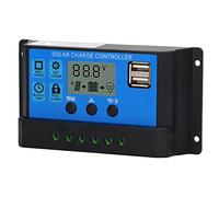 HWGING Contrôleur de Solaire 12 V/24 V Contrôleur de de Panneau Solaire Régulateur Intelligent avec écran LCD Réglable Double Port USB et Réglage de la Minuterie Heures Marche/arrêt (90A)