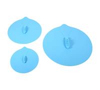 HWGING Couvercle D'aspiration Couvercle de Tasse en Silicone Ensemble de 3 Pièces Conception Unique de Bateau à Vapeur de Joint en Silicone de Tasse de Pot Gadgets de Cuisine Bleu
