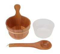 HWGING Ensemble de Louche de Seau de Sauna, Bain de Vapeur étanche, Baril en Bois avec Doublure en Plastique pour Piscine Spa 4L