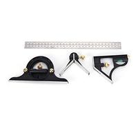 HWGING Équerre Combinée, Ensemble D'équerres Combinées Règle D'angle en Acier Inoxydable 0-180 ° Combinaison Square 0,01 Outil de Mesure du Rapporteur Ensemble D'équerres de Machiniste