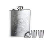 HWGING Flasque de Hanche Portable Anti-fuite en Acier Inoxydable, Flasque à Whisky avec Entonnoir pour Randonnée, Escalade, Pêche, Camping, 7oz