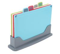 HWGING Lot de 4 Planches à Découper en Plastique avec Support de Rangement, 4 Couleurs, Planche à Découper Antidérapante pour Différents Types D'aliments