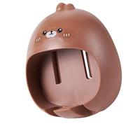 HWGING, Porte-brosse à Dents Mignon, Porte-brosse à Dents Mural en Forme D'animal de Dessin animé, Polyvalent, sans Poinçon, pour Salle de Bain (Petit ours brun)