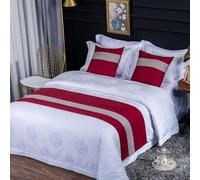 HWHHDQL Chemin de lit, écharpe Patchwork Bicolore Fin Serviette Coton Lin décorative pour Chambre d'hôtel(D4,Cushion Cover*1 (50 * 50cm))