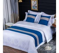 HWHHDQL Chemin de lit, écharpe Patchwork Bicolore Fin Serviette Coton Lin décorative pour Chambre d'hôtel(B2,50x210cm (for 1.5m Bed))