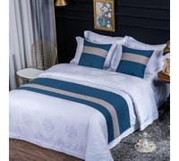 HWHHDQL Chemin de lit, écharpe Patchwork Bicolore Fin Serviette Coton Lin décorative pour Chambre d'hôtel(H8,50x240cm (for 1.8m Bed))