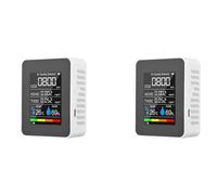 HWIREUIGT 2X Moniteur de Qualité de L'Air 5 en 1 TVOC HCHO Température Humidité CO2 Mètre, Détecteur de CO2 Rechargeable USB Blanc