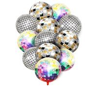 HWIREUIGT 4d Ballons de Ballons Disco Colorés 4d, 22 Pouces 12pcs Anniversaire Décorations de Fête des Années 70 80s 90s Disco Thème