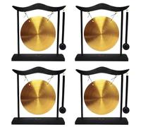 HWIREUIGT 4X Mini Bureau Gong Table Carillon à Vent Instrument de Percussion Cymbales Gongs avec Maillet pour la Décoration Intérieure Cadeau de Pendaison de Crémaillère-A