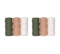 HWIREUIGT Lot de 6 Fils de Macramé - Cordon en Coton pour Projets de Bricolage Tapisserie Attrape-Rêves - Cordon en Coton - Blanc Vert Olive Rose