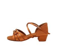 HWJFDC Chaussures De Danse Femme Chaussures de Danse for Enfants, Filles, Femmes, Sandales Latines, Chaussures Salon, Tango Moderne, Salsa, Talons Bas(3.5cm Brown,29 (19.5cm))