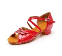 HWJFDC Chaussures De Danse Femme Chaussures de Danse for Filles et Femmes, Chaussures Salon Latines, Tango Moderne, Sandales Salsa, Talon 3,5 cm(Red-P,27)