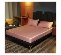 HWJFDC Drap De Lit Soie Drap-Housse de lit en Soie Profonde 25CM Housse de Matelas en Soie véritable Taille personnalisée draps de literie Haut de Gamme de Luxe(Pink,90x190x25cm)