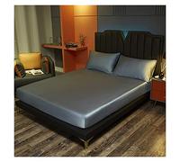 HWJFDC Drap De Lit Soie Drap-Housse de lit en Soie Profonde 25CM Housse de Matelas en Soie véritable Taille personnalisée draps de literie Haut de Gamme de Luxe(Blue,180x200x25cm)