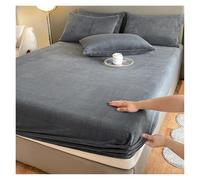 HWJFDC Drap Housse Drap-Housse élastique Chaud et épais en Flanelle de Couleur Unie, Housse de Matelas d'hiver réglable, Linge de lit en Velours, Tailles 90/160/180/200(Dark Grey,80x200x25cm)