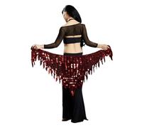 HWJFDC Foulard Danse Orientale Ceintures de Danse du Ventre Costumes de Danse du Ventre Paillettes Foulard de Hanche de Danse du Ventre for Femmes(Burgundy)