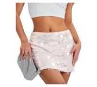 HWJFDC Jupe Sequin Paillettes Scintillantes Mini Jupes for Femmes Mode Taille Haute enveloppé Jupes Courtes discothèque Rue Jupes Chaudes(Clear,S)
