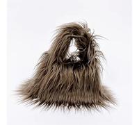 HWJFDC Sac Moumoute Sac à Main en Fausse Fourrure for Femmes, Sac d'hiver Doux et Moelleux, Couleur Unie, Sac à Main en Peluche décontracté, carré Flou, Sac Messager de Voyage de Rue(Dark Brown)