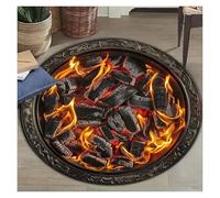 HWJFDC Tapis Illusion d'optique Tapis Circulaire Flame Illusion - Effet Optique époustouflant Qui imite Le Design d’Un Sol et poêle fissuré(Color1,Diameter 160cm(63in))