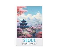 HWJJUII Affiches murales vintage sur toile de Séoul Corée du Sud - 40 x 60 cm - Décoration murale moderne pour chambre à coucher