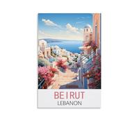 HWJJUII Poster de voyage vintage Beyrouth Lebanon - 40 x 60 cm - Impression sur toile - Décoration murale moderne pour chambre à coucher