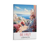 HWJJUII Poster de voyage vintage Beyrouth Lebanon - 40 x 60 cm - Impression sur toile - Décoration murale moderne pour chambre à coucher
