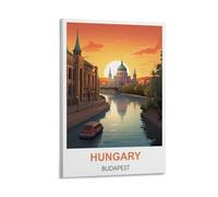 HWJJUII Poster de voyage vintage Hongrie Budapest - 20 x 30 cm - Impression sur toile - Décoration murale moderne pour chambre à coucher