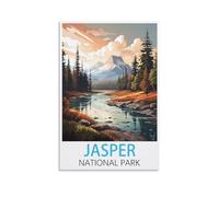 HWJJUII Poster de voyage vintage Jasper National Park (30 x 45 cm) - Impression d'art moderne pour chambre à coucher