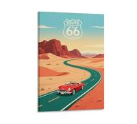 HWJJUII Poster de voyage vintage Route 66 USA 30 x 45 cm