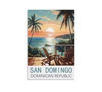HWJJUII Poster de voyage vintage San Domingo République dominicaine - 30 x 45 cm - Impression sur toile moderne pour chambre à coucher