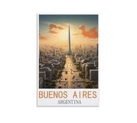 HWJJUII Poster de voyage vintage sur toile de Buenos Aires Argentine (30 x 45 cm) - Décoration murale moderne pour chambre à coucher