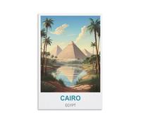 HWJJUII Poster de voyage vintage sur toile du Caire d'Égypte (40 x 60 cm) - Décoration murale moderne pour chambre à coucher