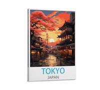 HWJJUII Poster de voyage vintage Tokyo Japon - 30 x 45 cm - Impression sur toile - Décoration murale moderne pour chambre à coucher
