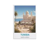 HWJJUII Poster de voyage vintage Tunisie Afrique du Nord - 40 x 60 cm - Impression sur toile - Décoration murale moderne pour chambre à coucher