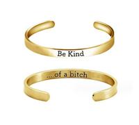 HWJQ Be Kind of a B Bracelet manchette en acier inoxydable Be Kind Bracelet inspirant pour femmes filles meilleures amies sororité sœurs Bracelet d'amitié Bijoux tendance, 0, Acier inoxydable, Pas de