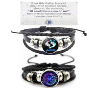 HWJQ Lot de 2 bracelets en cuir tressé avec signe du zodiaque et constellation pour homme et femme - Pour la fête des mères, un anniversaire, etc, Middle, Zinc, Pas de gemme