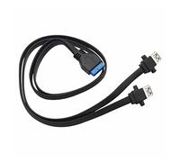 Hwmsza Double USB 3.0 Femelle à 20 Broches en-tête Carte mère câble Adaptateur 2 USB vis Montage sur Panneau Carte mère câble Plat Cordon 30/50/65/80cm (Size : 0.5m, Color : Svart)