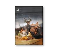 HWNU Impression sur Toile Sorcières Sabbat Francisco Goya Affiche Vintage Peinture Antique Mur Art Diable Satan Cornu Chèvre Image Maison Chambre Décoration sans Cadre