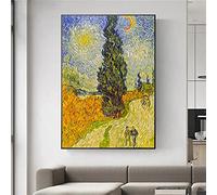 HWNU Peinture Murale sur Toile Étoile de Paysage de Champ Abstrait par Van Gogh Affiches et Impressions célèbres Art Mural Image décorative pour la décoration de Salon sans Cadre