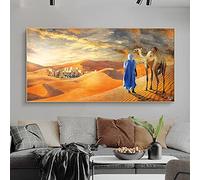 HWNU Peinture sur Toile Peinture Touareg Orientale dans Le Paysage Désertique Affiches Et Impressions sur Toile Art Mural Moderne pour Décoration De Salon sans Cadre (50x100cm no Frame)