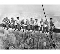 HWNU Photos d'art Mural Empire State Building Construction Workers Toile Peinture Home Decor Noir et Blanc Affiche pour Salon Bureau Décoration sans Cadre (60x90cm no Frame)