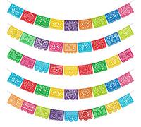 hwojjha Lot de 5 bannières mexicaines de fête de 20 m, bannière Papel Picado, Cinco de Mayo, décorations de fête de fête, décoration Dia De Los Muertos, décorations de Jour des Morts, Halloween.