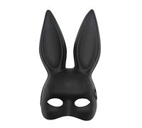 Hworks Demi-masque en plastique avec longues oreilles de lapin Noir
