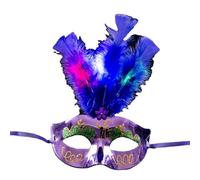 Hworks Masque de cosplay lumineux en forme de plumes pour Halloween Venise Demi-masque en plastique