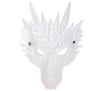 Hworks Masque de dragon blanc 3D en silicone pour fête d'Halloween et cosplay