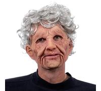 Hworks Perruque visage grand-mère Vieil homme Couvre-chef Halloween Cosplay Masque