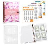 HWSWSH 100 Enveloppe Defi Budget avec 4 Autocollants, A5 Carnet Enveloppe Defi Budget Pochette Budget Classeur Budget Enveloppe Transparente pour 10 000 € / 5 050 € / 500 € d'Economies(Rose)