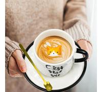 HWSWSH 3D Tasse à Café Chat en Céramique avec Dessous de Verre, Mignonnes Tasse à Cappuccino 3D Chat, Tasse 3D Personnalisée Créative pour Café, Lait, Cadeau d'Anniversaire de Fille, Mère(200ML)